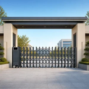 Weather-Resistant Stainless Steel Collapsible Electric Folding Gate for Driveways and Entrances