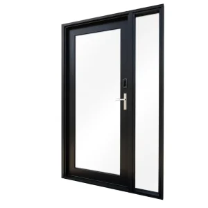 Weatherproof Double Triple-Glazing Tempered Glass Outswing Door with Black Frame and Silver Handle