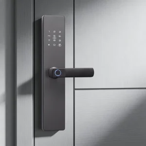 Weatherproof Smart Lock for Wood Doors with Fingerprint, Password, and Smartphone Access