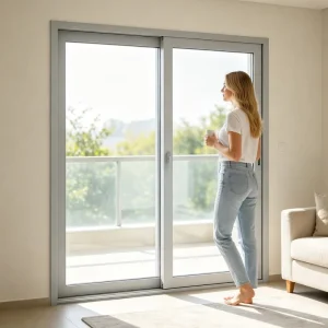Weatherproof UPVC Sliding Door Anti-Corrosion PVC Double-Glazed Door for Balcony Coastal Areas