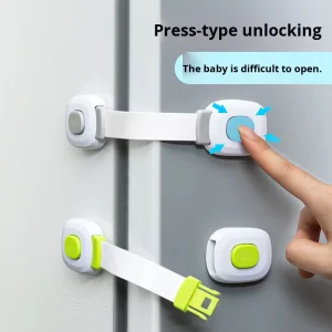 White ABS and PVC Adhesive No-Drill Kitchen Door and Window Bolt Buckle, Lockable