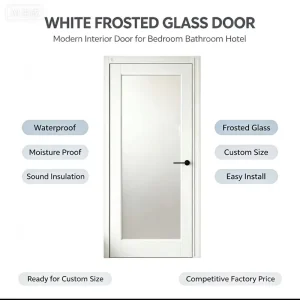 White Frosted Glass Solid Wood Composite Interior Door with Moistureproof Soundproof Finish