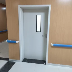 White Manual Swing Medical Door with Vertical Vision Window for Hospital Cleanrooms