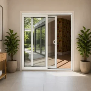 White PVC Sliding Door for Balcony Bathroom Interior and Exterior