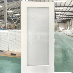 White Primed Fiberglass Full-Lite Frosted Glass Exterior Entry Door