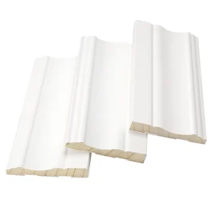 White Primed Modern Waterproof Paulownia Wooden Door Architrave and Jamb Mouldings Decorative Line