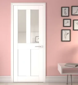 White Victorian 4 Panel Shaker Frosted Glass Prefinished Internal Doors
