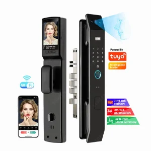 Wi-Fi 3D Face Recognition Digital Smart Door Lock with Temporary Password, Video Intercom, Fingerprint, and Keyless Entry