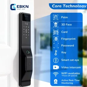 WiFi 3D Face Recognition Fingerprint Biometric Keyless Smart Door Lock with Camera for Wood Doors