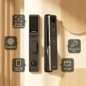 WiFi 3D Face Recognition Smart Lock with 4.5-inch HD Screen, Video Intercom, Automatic Biometric Fingerprint Entry, and Aluminum Construction