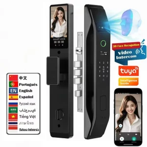 WiFi Face Recognition Electronic Door Lock with Fingerprint, Password, Key Card, and 6068 Mortise