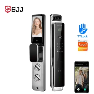 WiFi Full Automatic Smart Lock with Face and Palm Vein Recognition, Peephole Camera, Video Intercom, Remote Unlock