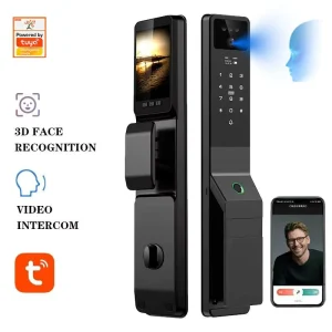 WiFi Smart Door Lock Aluminum Alloy 3D Face Palm Vein Recognition IC Card Keypad App Control 4200mAh Battery