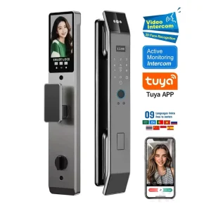 WiFi Smart Door Lock with 3D Face Recognition, Video Call, Fingerprint, and 4-Inch Display, Aluminum Alloy