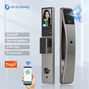 WiFi Smart Door Lock with Fingerprint, Face Recognition, and Palm Vein Biometric Access for Aluminum Doors