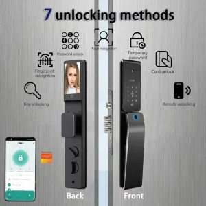 WiFi Smart Door Lock with Fingerprint, Password, Remote Unlock, Virtual Password, 3D Face Biometrics
