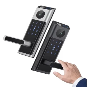 WiFi Smart Gate Lock with Biometric Fingerprint Entry and HD Cat-Eye Camera