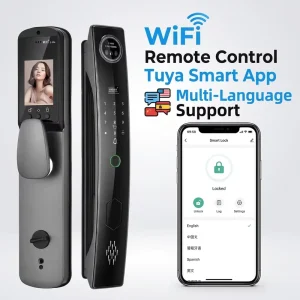 WiFi Smart Lock Face Recognition Fingerprint App Remote Control Multilingual Aluminum Alloy Digital Door Lock Cloud Steel