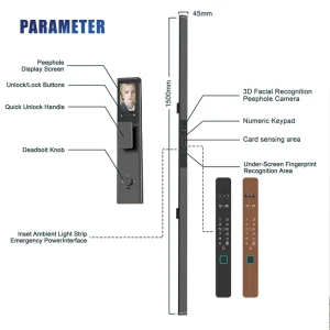 WiFi Smart Lock for Aluminum Alloy Villa Front Doors with 3D Face Recognition, Fingerprint, Keyless Entry, and Two-Way Video Intercom