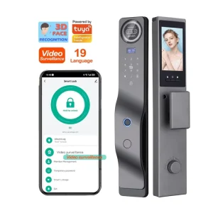 WiFi Video Intercom Smart Door Lock with 3D Face Recognition, Palm Scan, and Fingerprint Access