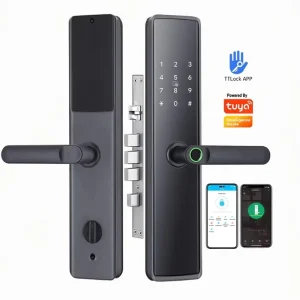 WiFi or Bluetooth App Smart Door Lock with Fingerprint, Password, Waterproof Design, Card and Keyless Entry