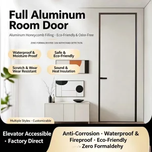 Wide-Edge All-Aluminum Bedroom Door Moisture- and Insect-Resistant Double-Edged Interior Door Set