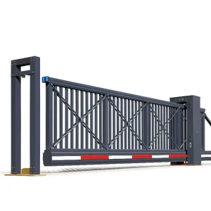 Wind-Resistant Wheel-Free Suspended Sliding Gate Custom Industrial Metal Gate for Factory Park