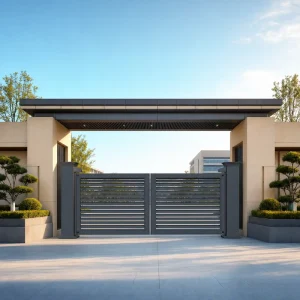 Windproof Aluminum Alloy Electric Automatic Suspension Folding Driveway Gate