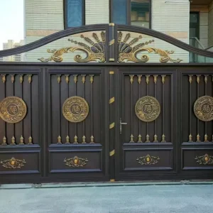 Windproof Custom High Quality Modern Main Gates Wrought Aluminum Courtyard Door Swing Exterior Door High Security Powder