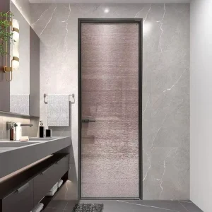 Wire-Reinforced Glass Bathroom Door with Titanium Magnesium Aluminum Alloy Frame