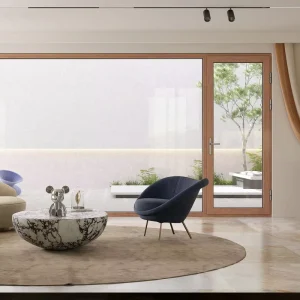 Wood Clad Aluminum Door Seamless Welding Custom Casement Door Waterborne Paint for Office Home
