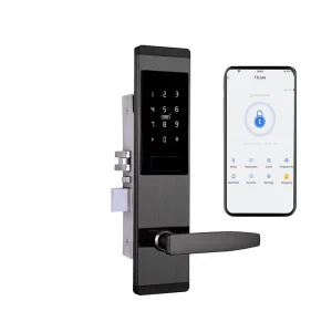 Wood Door Stainless Steel Black Smart RFID Digital Lock with App Controlled Cloud Storage Keyless Password Access Control