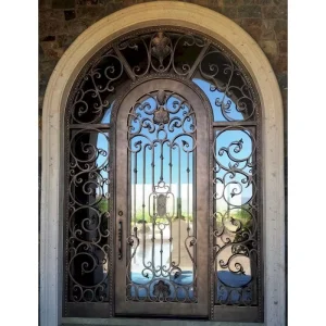 Wrought Iron Double Swing Gate Custom Decorative Metal Entrance Gate for Villa Residential Driveway and Garden