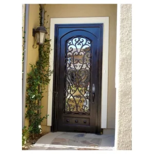 Wrought Iron Entry Door with Frosted Glass Private Wrought Iron Entryway Door with Opaque Glass