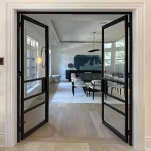 Wrought Iron French Security Front Door with Openable Glass for Exterior Entry, Custom Design