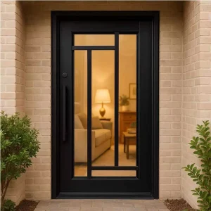 Wrought Iron Swing Security Door with Thermal Insulation, Modern Exterior Villa Front Entry Door, Customized for Bedroom/Living Room