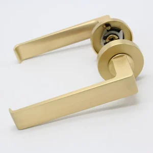 Zinc Alloy Brushed Gold Door Lever Handle with Split Lock