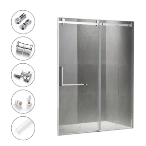 Zinc Alloy Stainless Steel PVC Shower Room Door Roller Seal Hinge Handle Sliding Glass Shower Door Fittings Hardware Set